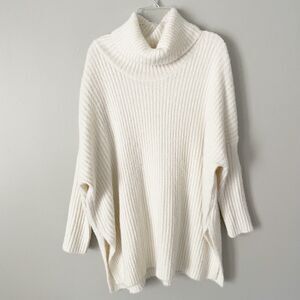Mersea One Size Cream Ivory New Yorker Ribbed Cowl Sweater 3/4 Sleeve